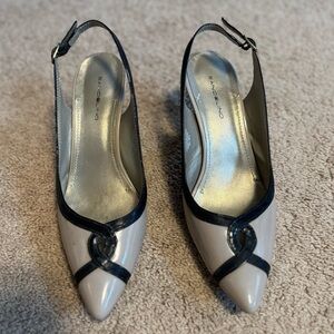 Bandolino Slingback Kitten Heels - Tan and Black